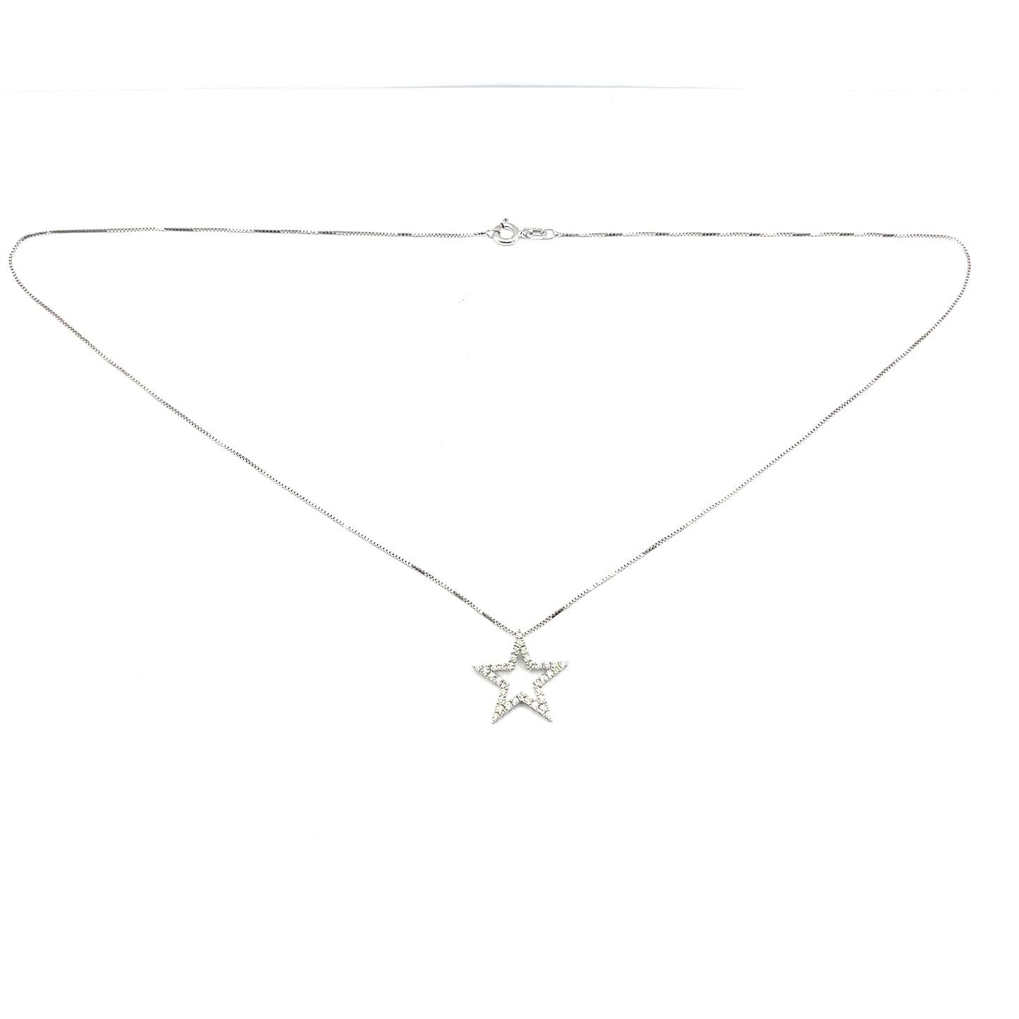 Diamond, Five Pointed Star Pendant in 9ct White Gold