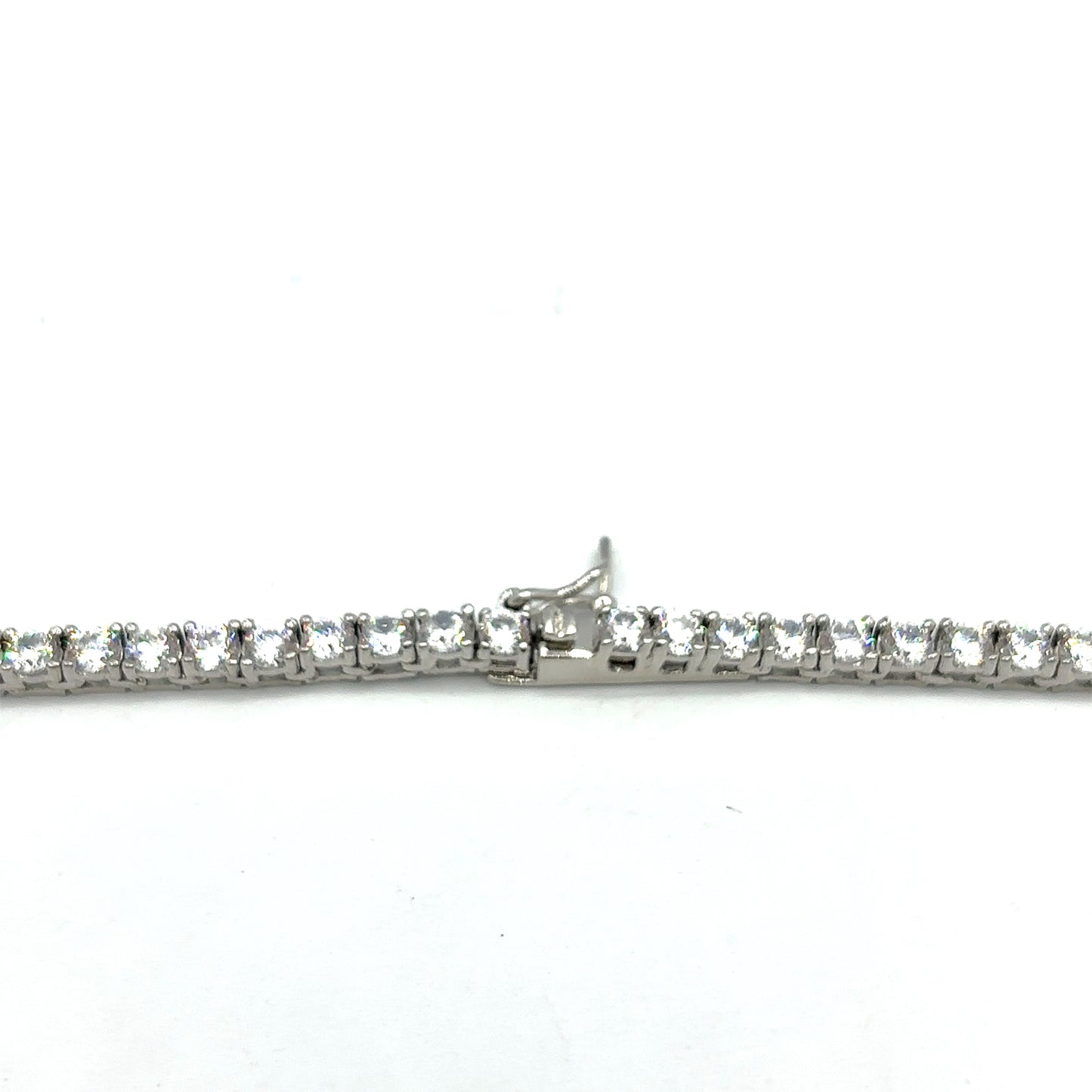 Sterling Silver, Claw Set Cubic Zirconia Tennis Necklace
