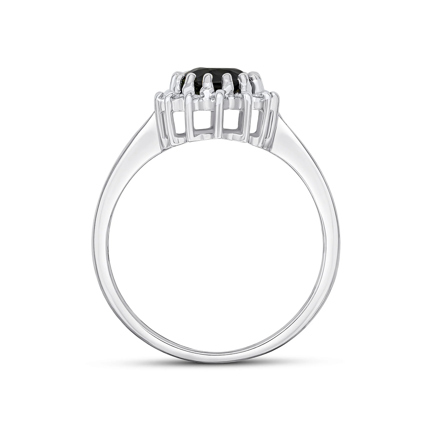 Oval Blue Sapphire & Diamond Cluster Ring 8x6mm in 9ct White Gold