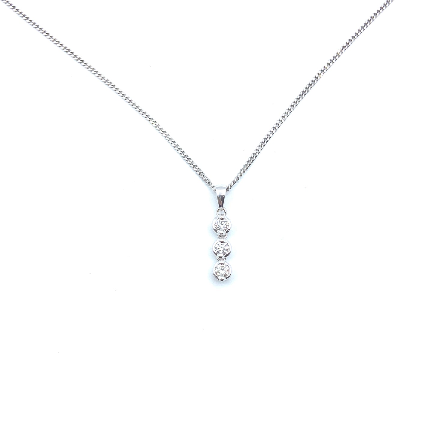 18ct White Gold Triple Diamond Pendant
