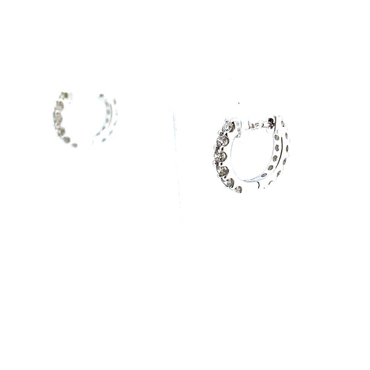 18ct White Gold Fully Set Diamond Hinged Huggie Earrings