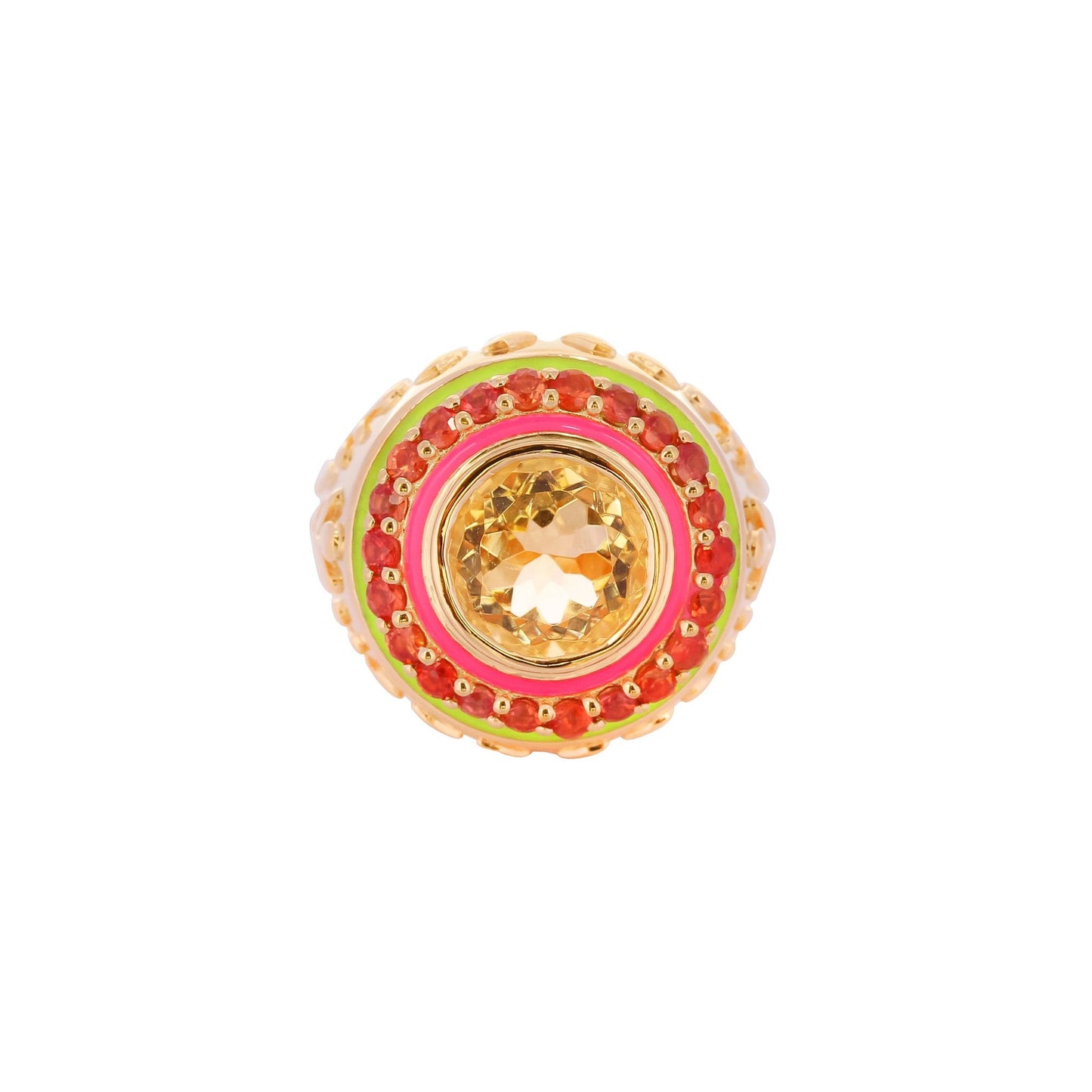Firework Citrine and Orange Sapphire Ring in 22ct Gold Vermeil