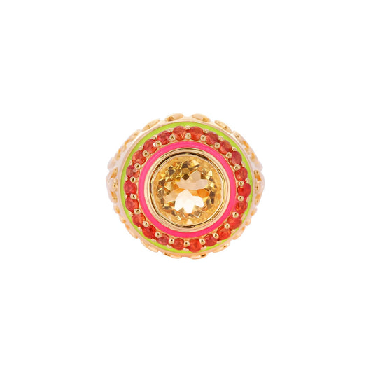 Firework Citrine and Orange Sapphire Ring in 22ct Gold Vermeil