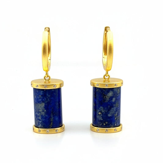 Lapis Lazuli 18ct Gold Plated, Sterling Silver Drop Earrings