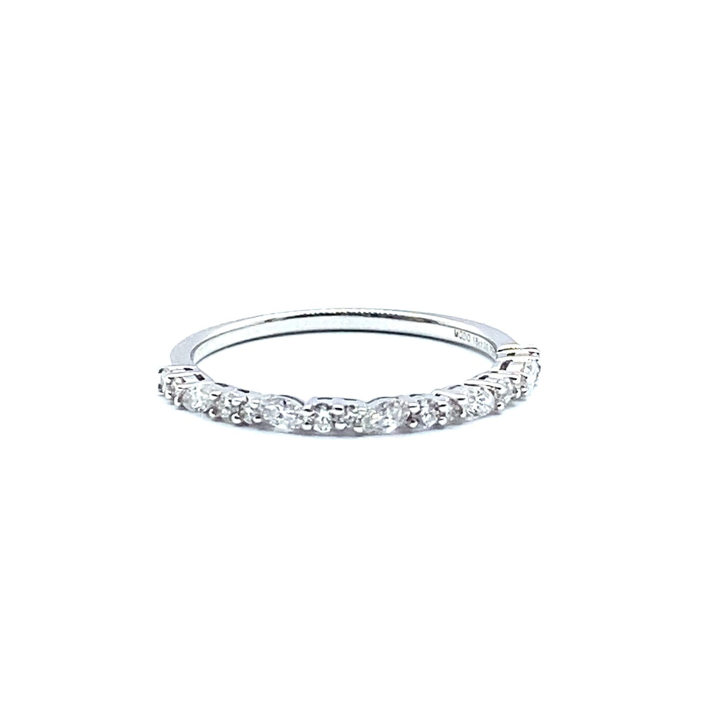 Marquise Cut and Round Brilliant Cut Diamond Half Eternity Ring Set in 18ct White Gold