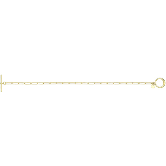 925 Yellow Gold Plated T-Bar Paperclip Bracelet