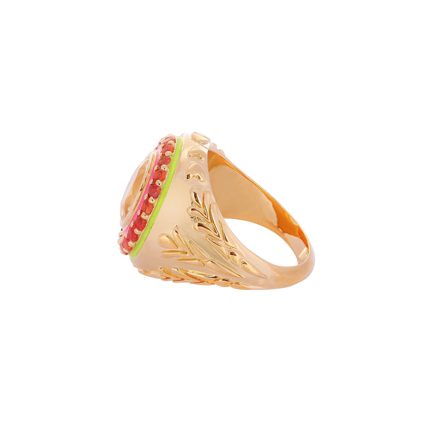 Firework Citrine and Orange Sapphire Ring in 22ct Gold Vermeil