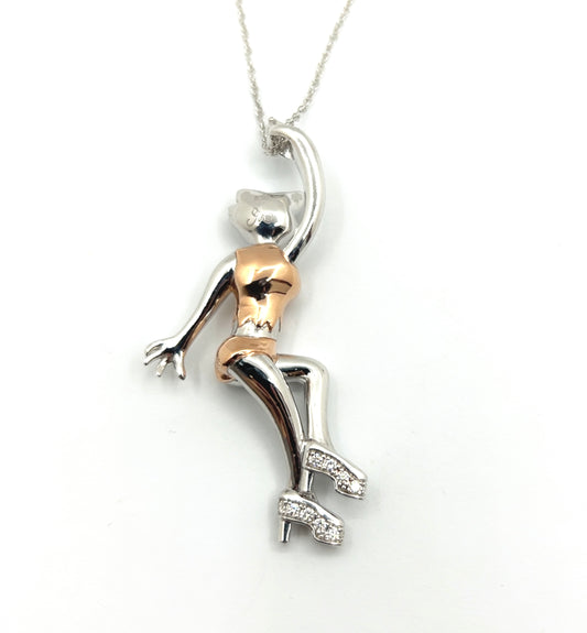 Sterling silver 925 Pin-Up Style Cat Necklace