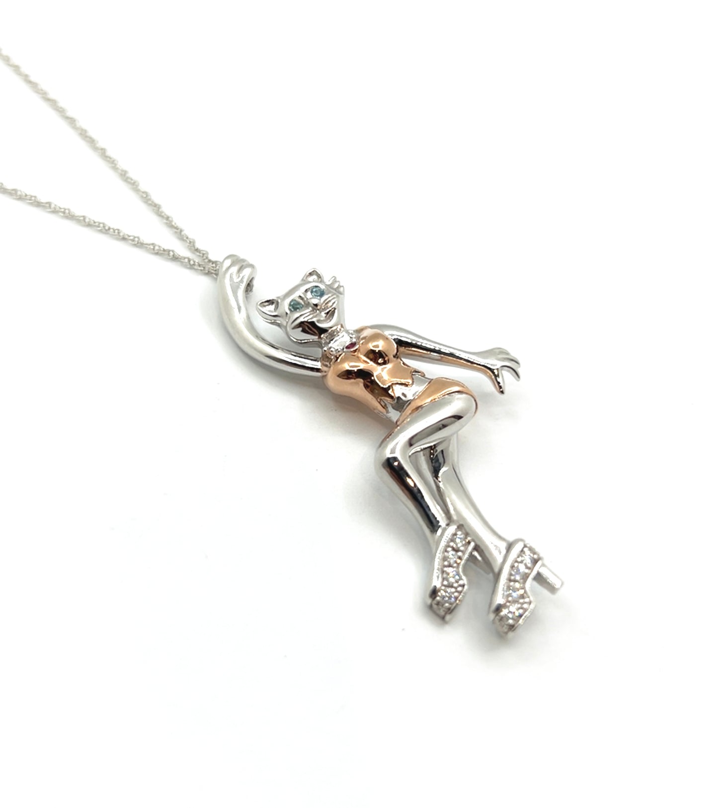Sterling silver 925 Pin-Up Style Cat Necklace