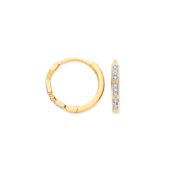 0.08cts Diamond Hoops in 9ct Yellow Gold