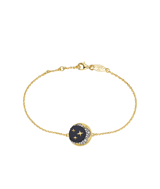 "Look Up At The Moon" Black Onyx and Brilliant Cut Diamond Bracelet in 18ct Gold