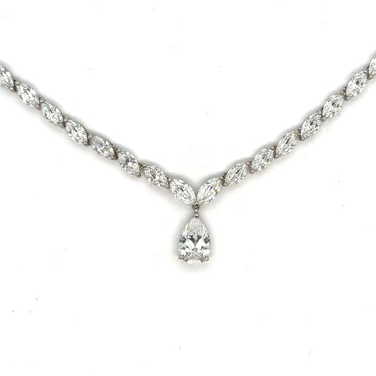 Bespoke Pear Cut Diamond Pendant and Marquise Cut Diamond Tennis Necklace