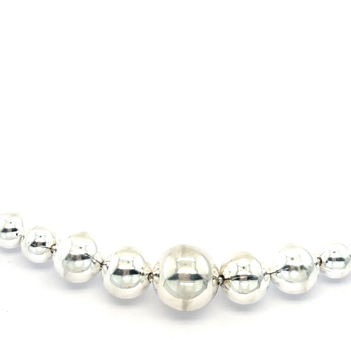 Sterling Silver Graduated Bead Necklace 16" - 18"