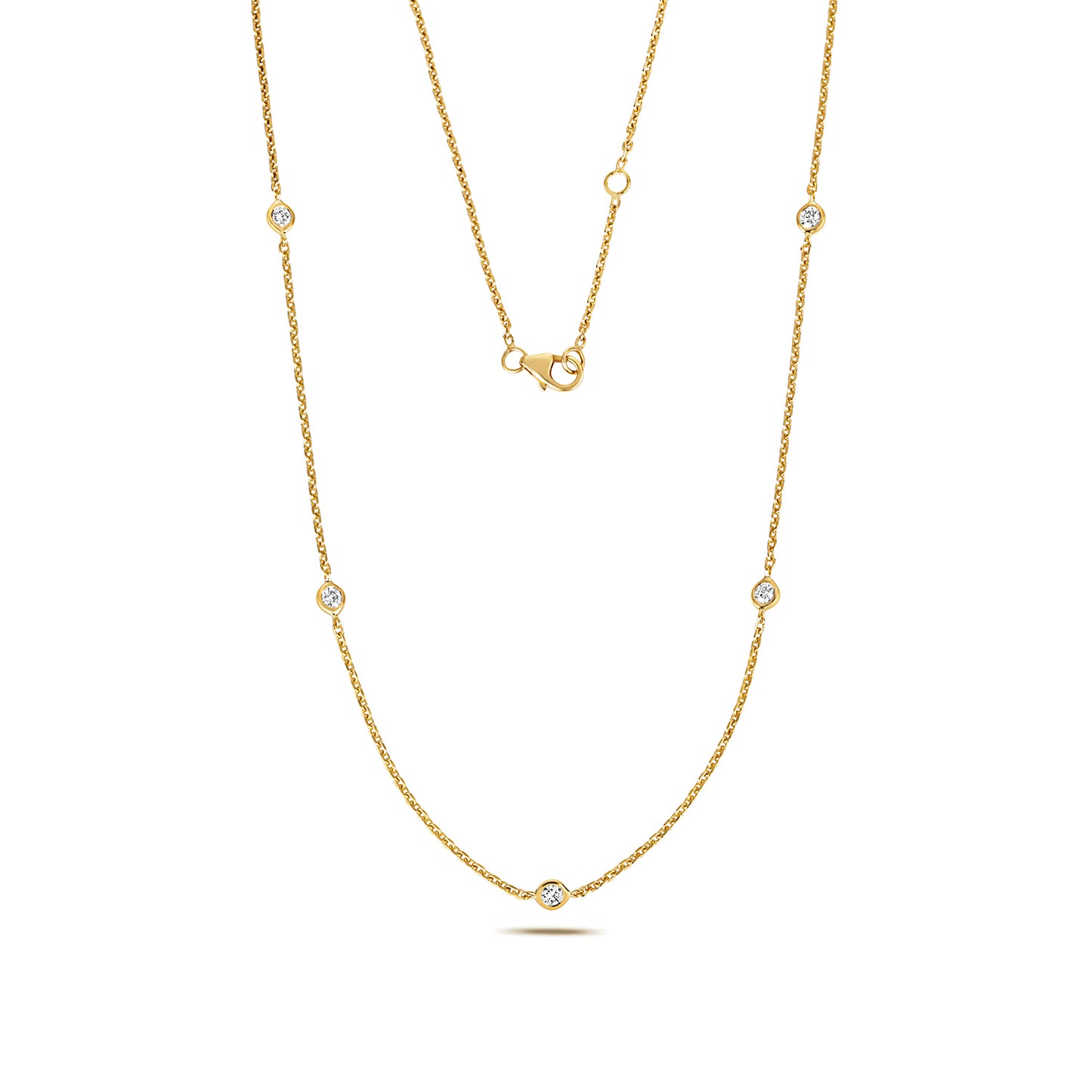 9ct Gold Five Stone Diamond Chain Necklace