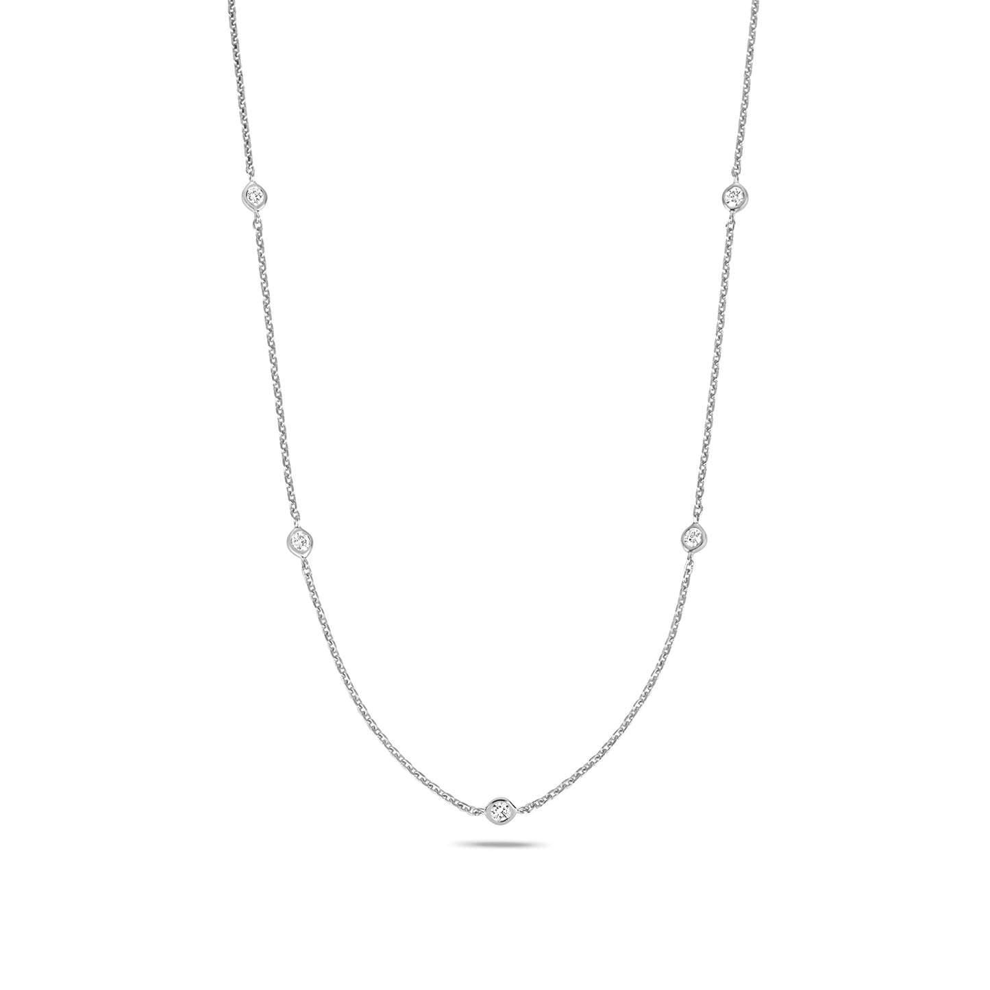 9ct Gold Five Stone Diamond Chain Necklace