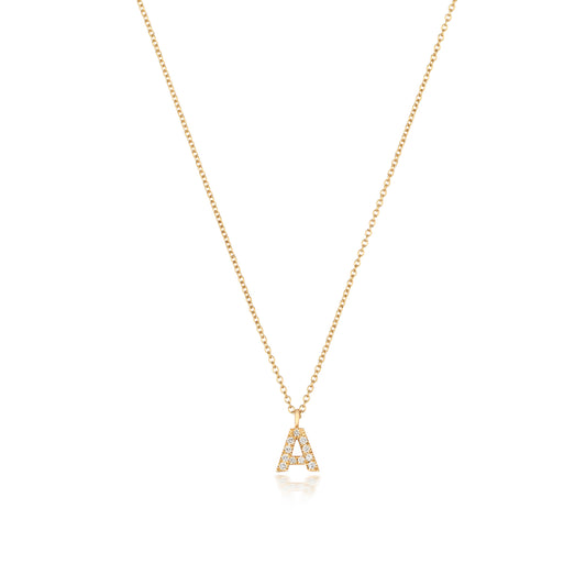 Diamond Initial Pendant and Chain in 18ct yellow gold