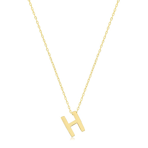 9ct Yellow Gold Initial Necklace 'H'
