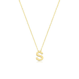 9ct YG Initial Necklace 'S'