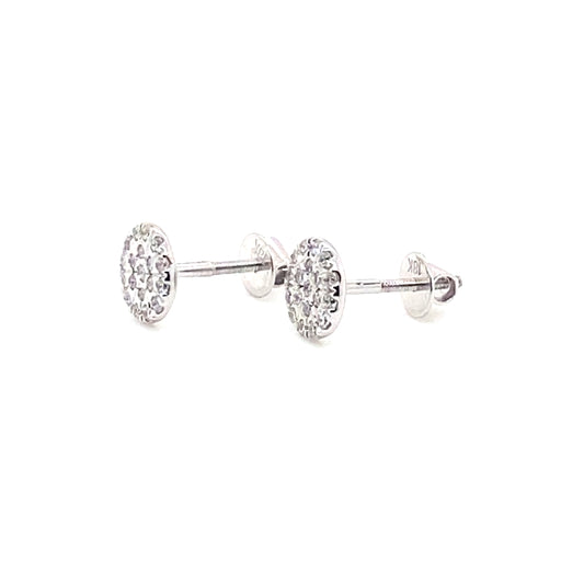 Round Pave Set Diamond Cluster Stud Earrings, 0.33cts in 18ct White Gold with Screw Backs