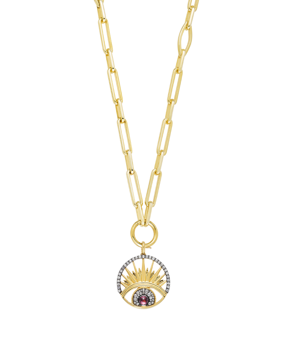 "Keep An Eye On Me" Rose Cut Diamond and Tourmaline Pendant in 18ct Gold