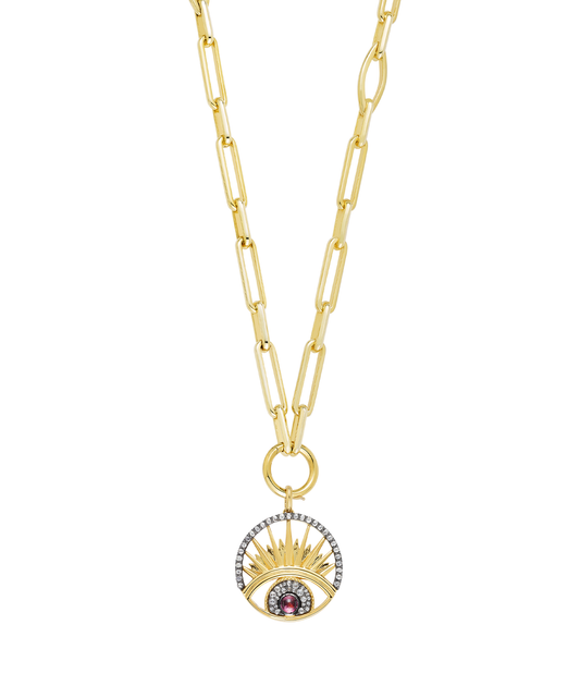 "Keep An Eye On Me" Rose Cut Diamond and Tourmaline Pendant in 18ct Gold