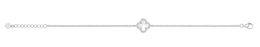 925 Silver Rhodium plated Mother of Pearl Clover Leaf Braclet