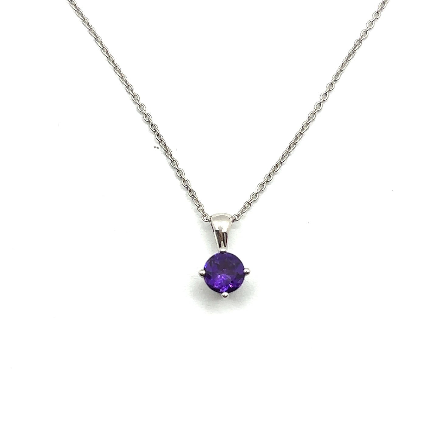 Fine Amethyst 0.73ct Round Brilliant Necklace in 18ct White Gold