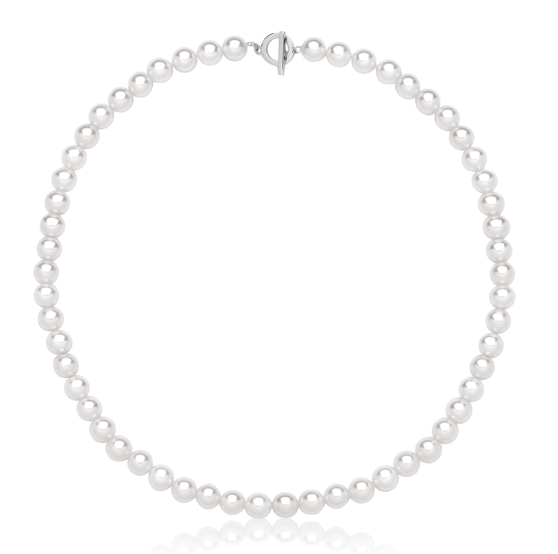 Silver Rhodium Plated Shell Pearl Necklace