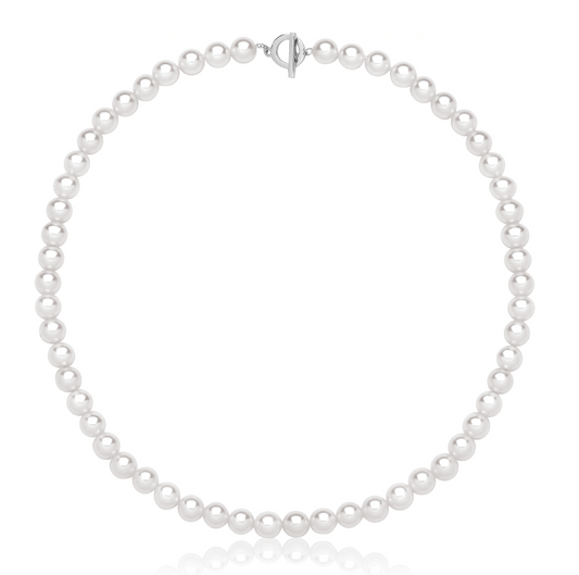 Silver Rhodium Plated Shell Pearl Necklace