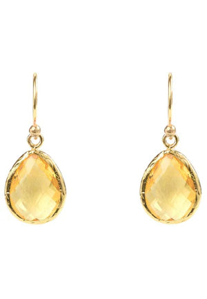 PETITE DROP EARRINGS CITRINE HYDRO SILVER GOLD PLATED