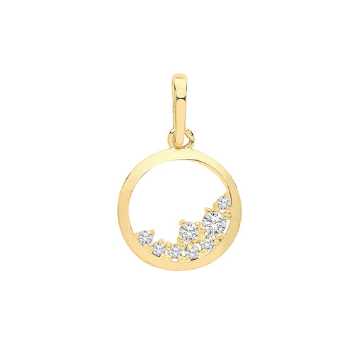 9ct Yellow Gold scatter cubic zirconia pendant