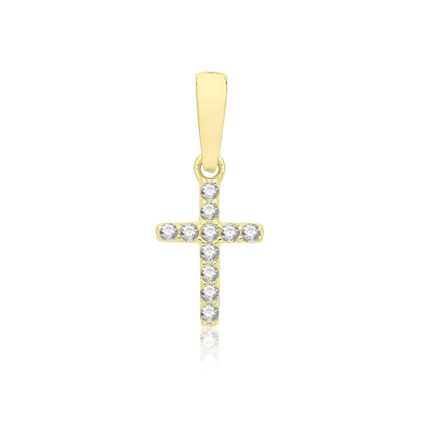 9ct Yellow Gold Cubic Zirconia Cross Pendant