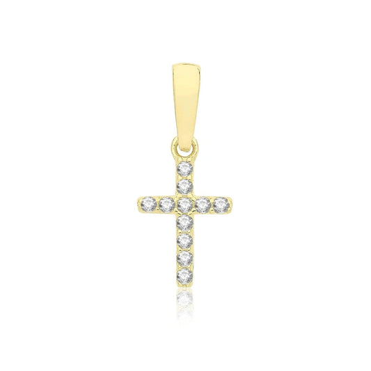 9ct Yellow Gold Cubic Zirconia Cross Pendant