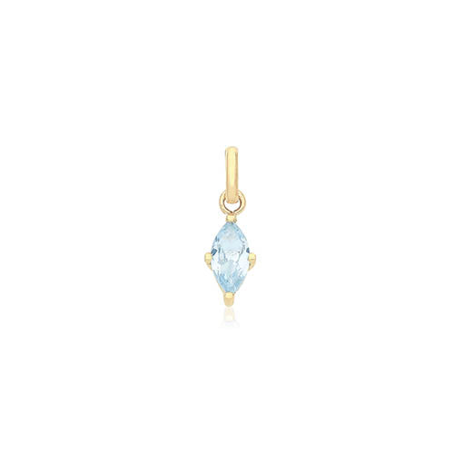 9ct Yellow Gold MARQUISE SHAPED SAPPHIRE BLUE CZ PENDANT