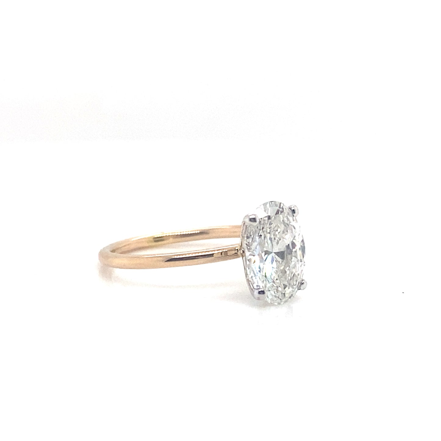 Oval Soliatire Engagement Ring 2.05ct in 9ct Yellow and White Gold