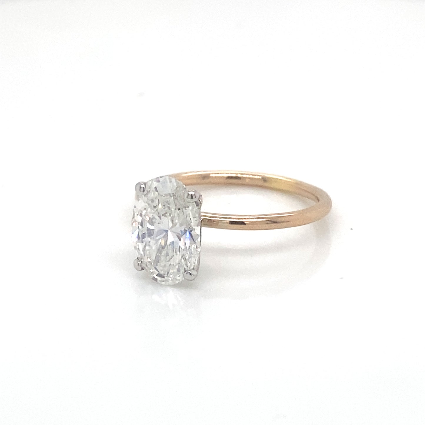Oval Soliatire Engagement Ring 2.05ct in 9ct Yellow and White Gold