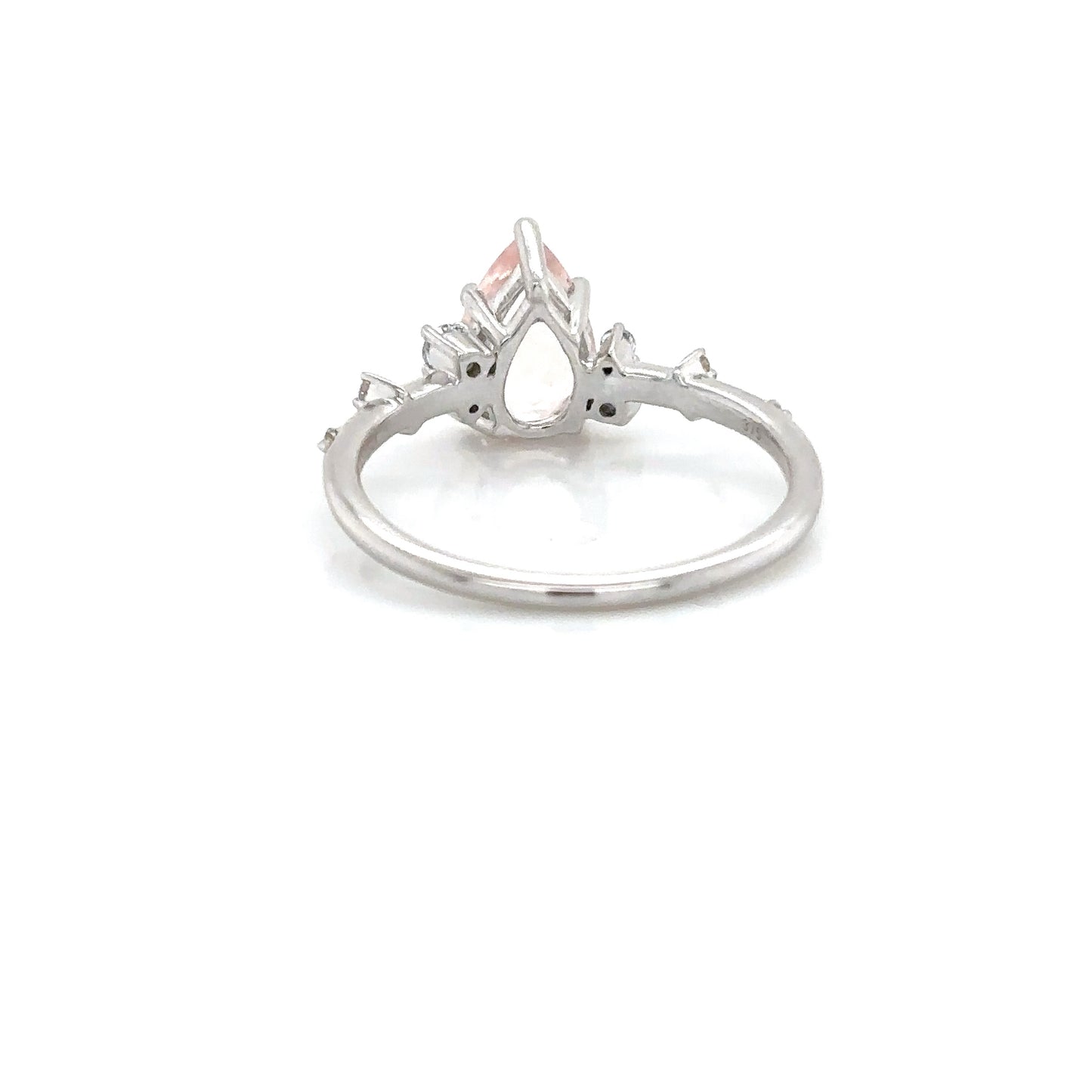 Monroe's "Flowing Nature" Pear Cut Morganite With Scattered Set Diamonds 9ct White Gold Ring