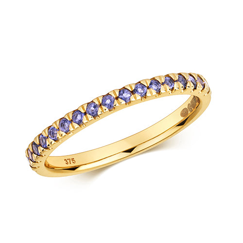 9ct Yellow Gold Iolite 0.24CT Half Eternity Ring