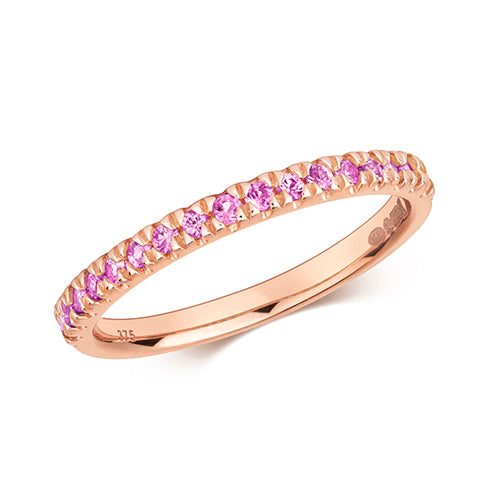 Pink Sapphire Half Eternity Ring in 9ct Rose Gold