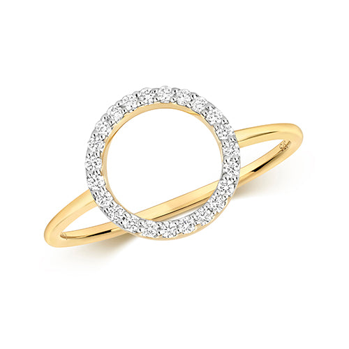 DIAMOND CIRCLE RING 9CT Y/G GH SI3-11 0.14CT