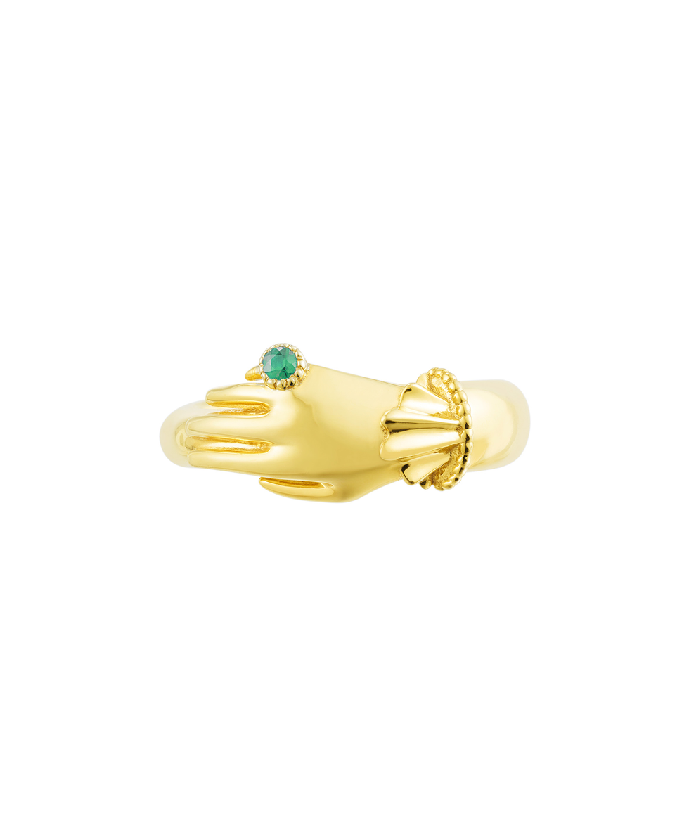 "Pinky Promise" With Emerald Ring in 18ct Gold