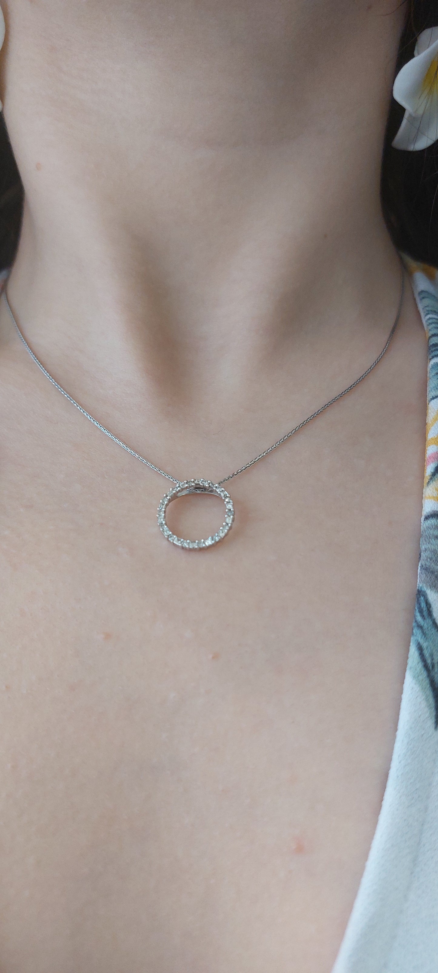 9ct White Gold Circle of Life Diamond Necklace