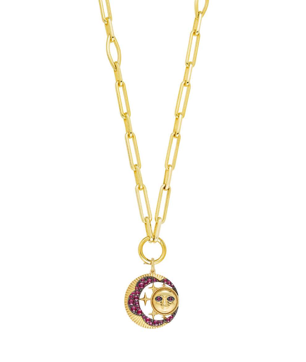 "Look Up At The Moon" Ruby Pendant in 18ct Gold