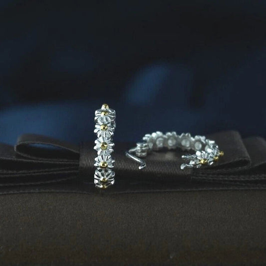 Sterling silver daisy hoops