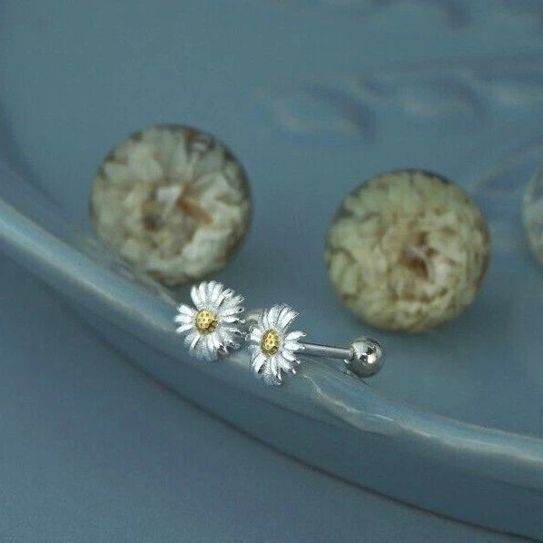 Sterling Silver Daisy Studs with Ball Screw Backs