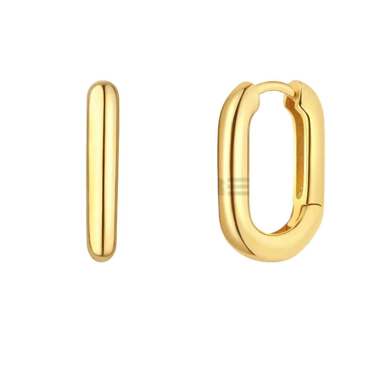 Goldplated sterling silver oval hinged hoops