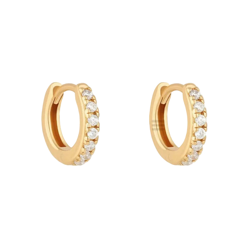 Goldplated sterling silver cubic zirconia hinged hoops