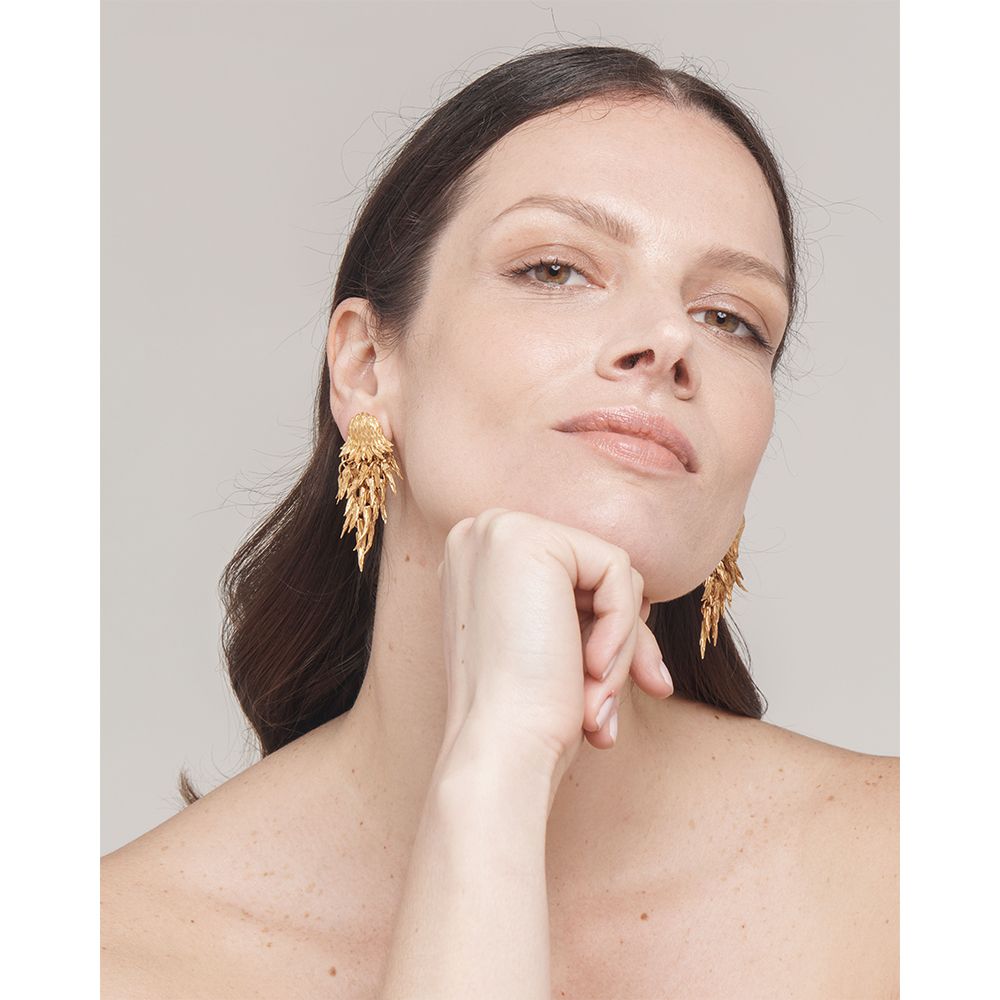 Dionysus Bear Drop Gold Plated Earrings