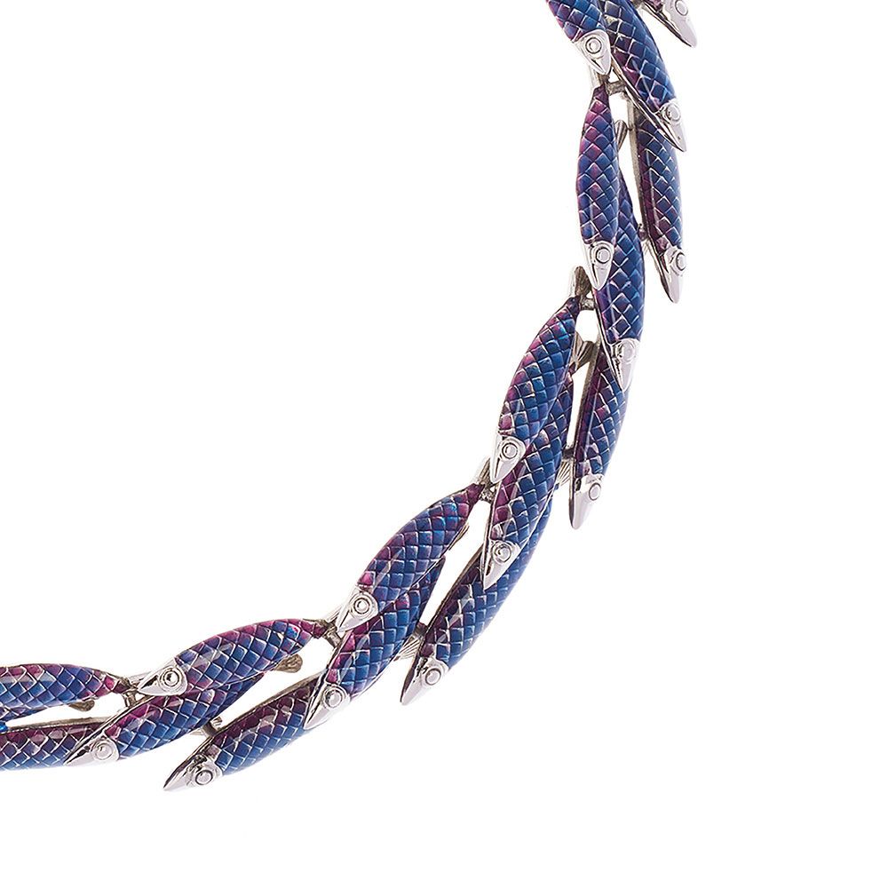 Stainless Steel and Enamel Electra Blue Necklace