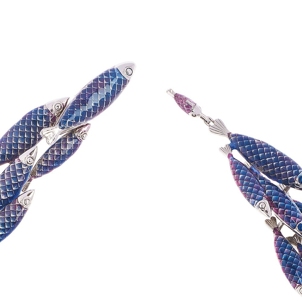 Stainless Steel and Enamel Electra Blue Necklace